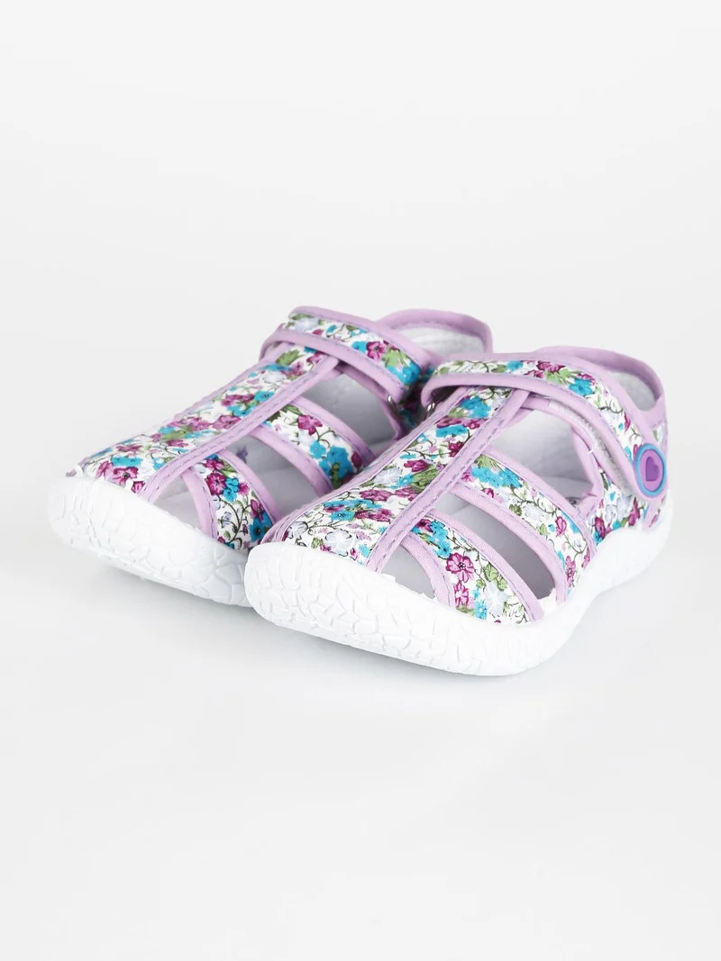 Sandali chiusi fiorati da bambina - lilla