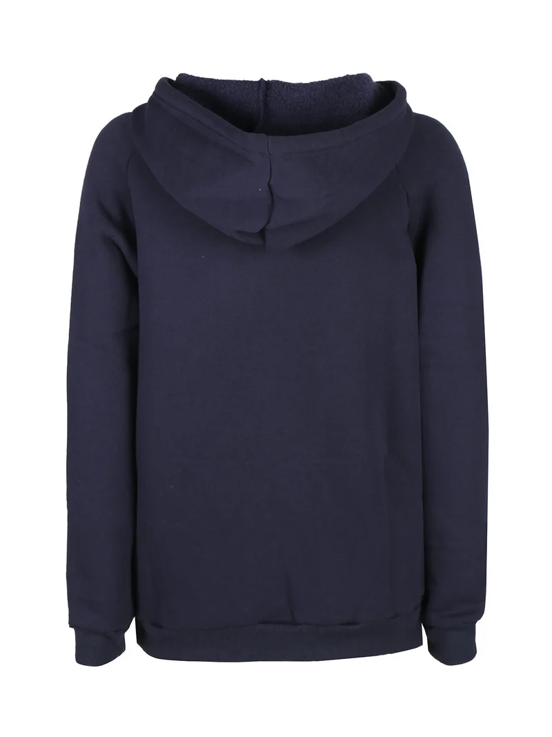 Felpa pesante da donna con cappuccio e zip - blu scuro