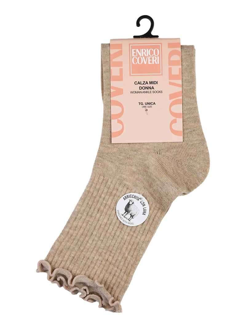 Calze midi donna misto lana - cammello