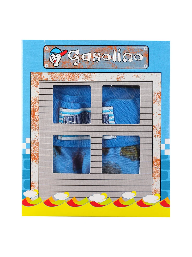 Boxer in cotone da bambino con stampe - blu