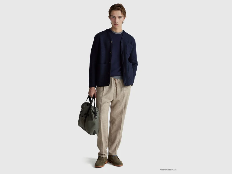 Dunkelblauer Pullover aus reiner Merinowolle