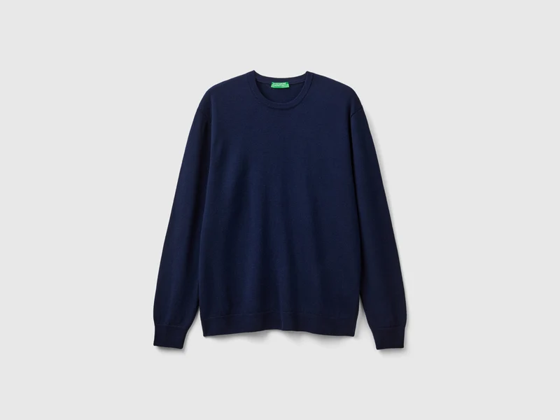 Dunkelblauer Pullover aus reiner Merinowolle