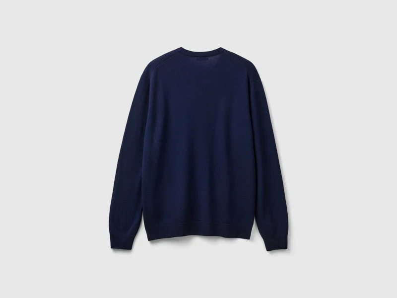 Dunkelblauer Pullover aus reiner Merinowolle