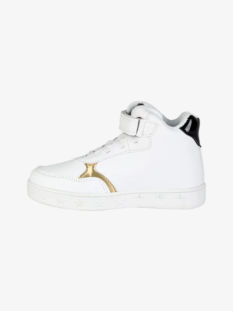 Sneakers alte da bambina con cinturino a strappo e luci - bianco