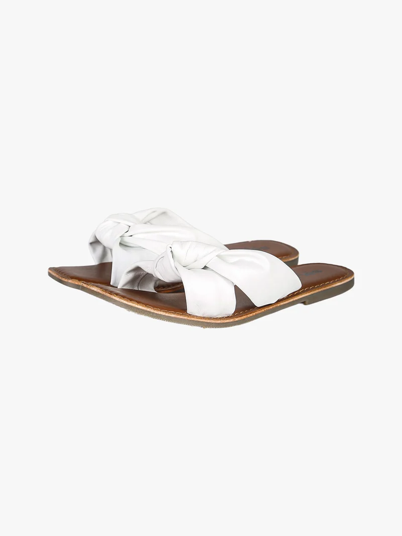Ciabatte donna in pelle con nodo - bianco