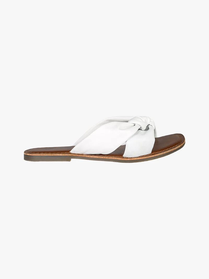 Ciabatte donna in pelle con nodo - bianco