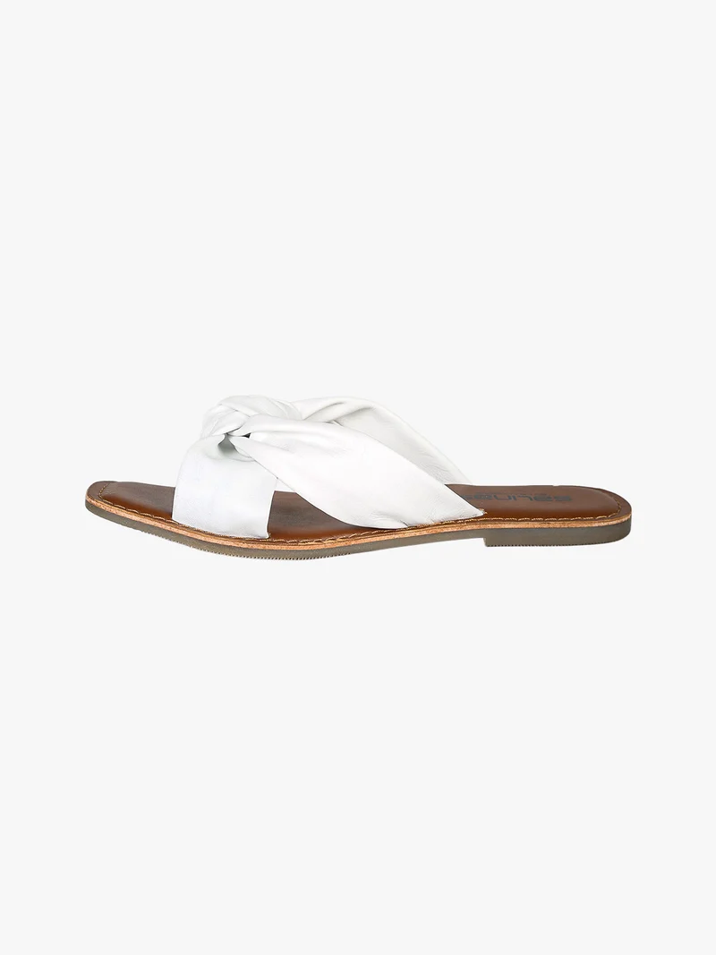 Ciabatte donna in pelle con nodo - bianco