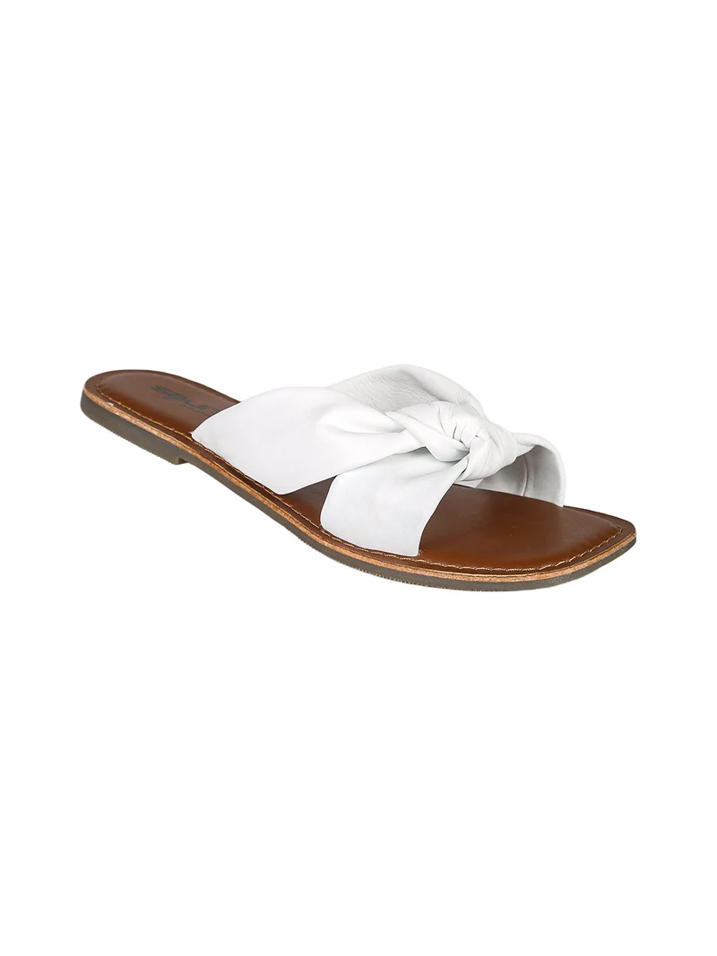 Ciabatte donna in pelle con nodo - bianco