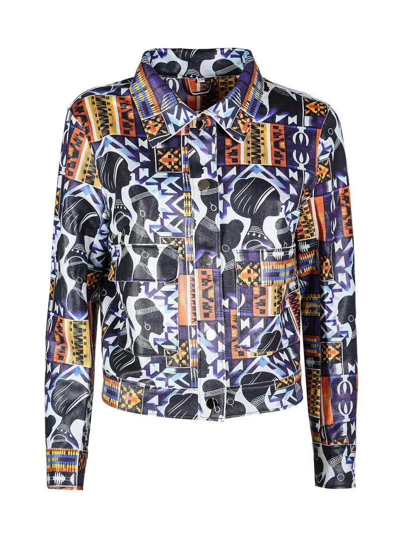 Giacca donna oversize con stampe - viola