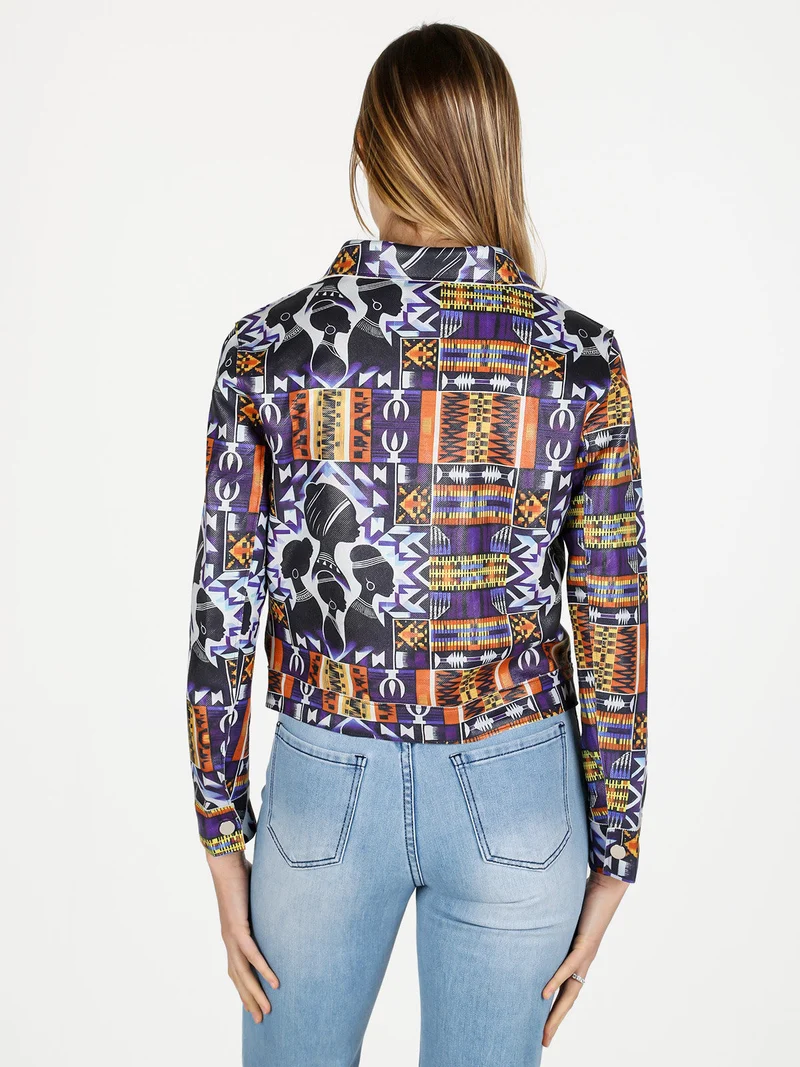 Giacca donna oversize con stampe - viola