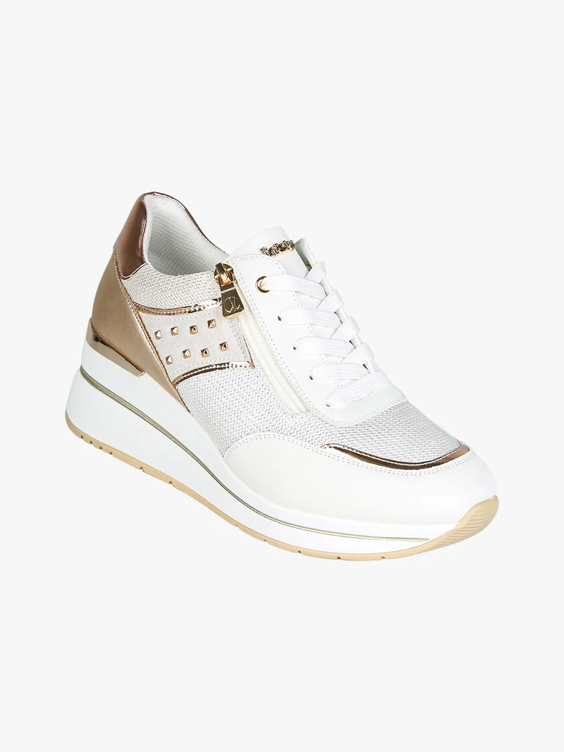 Sneakers donna con zeppa - bianco