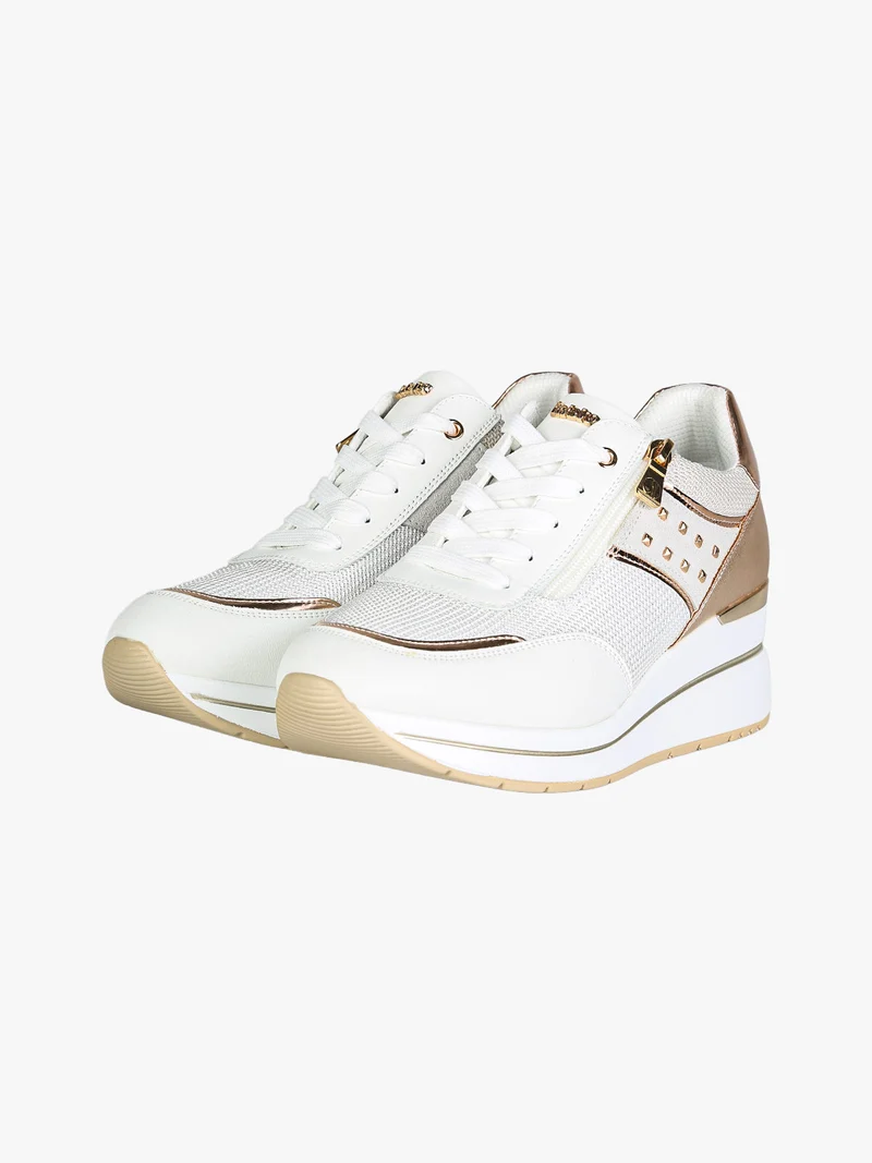 Sneakers donna con zeppa - bianco
