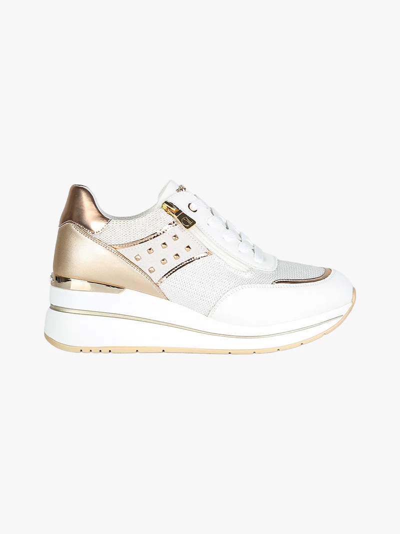 Sneakers donna con zeppa - bianco