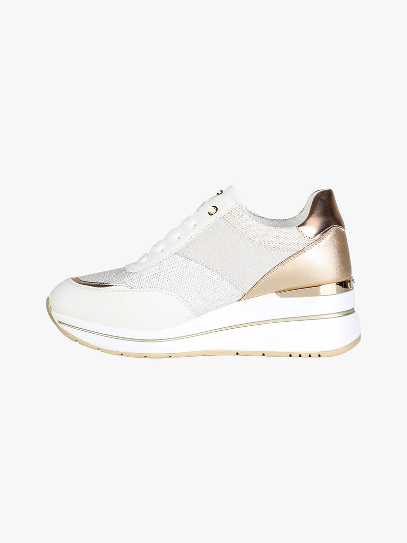 Sneakers donna con zeppa - bianco