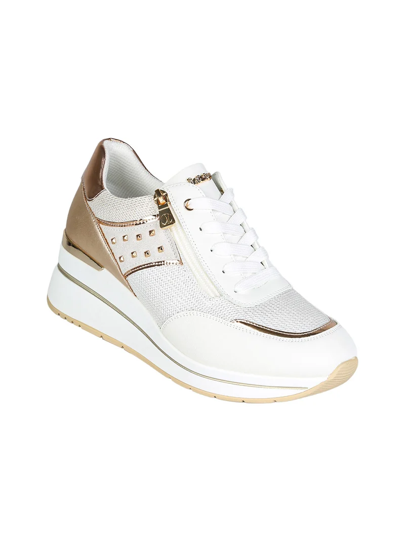 Sneakers donna con zeppa - bianco