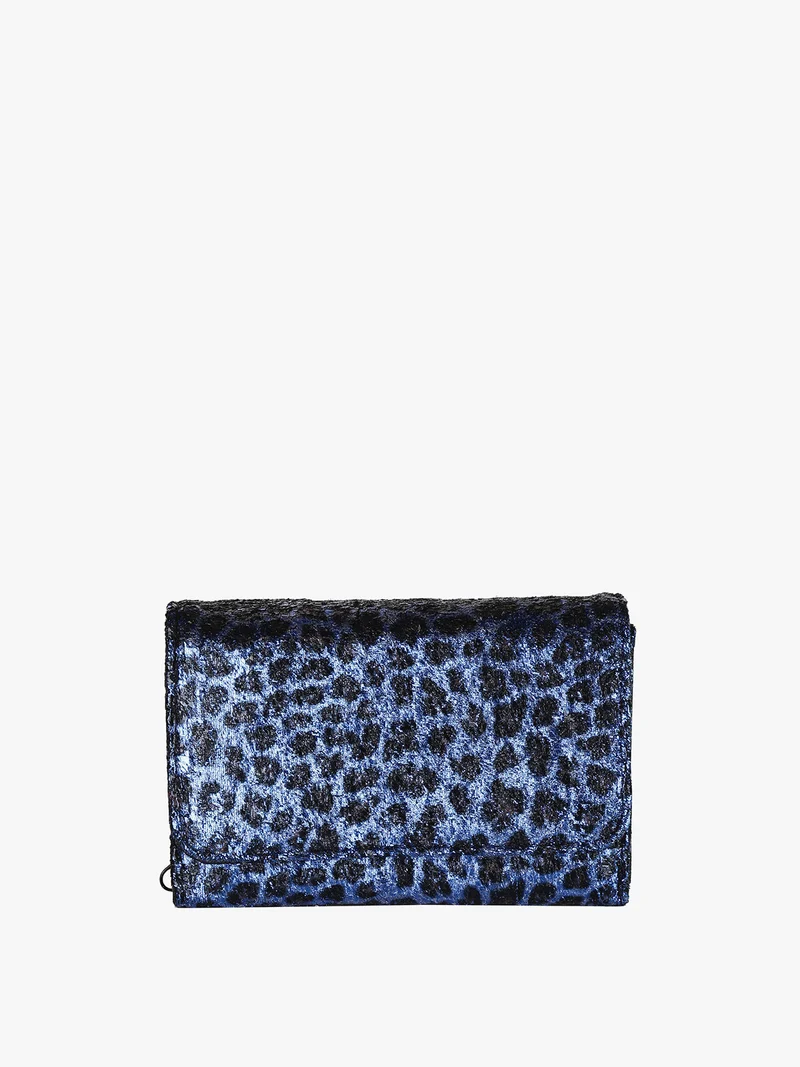 Portafoglio donna crespo animalier - blu