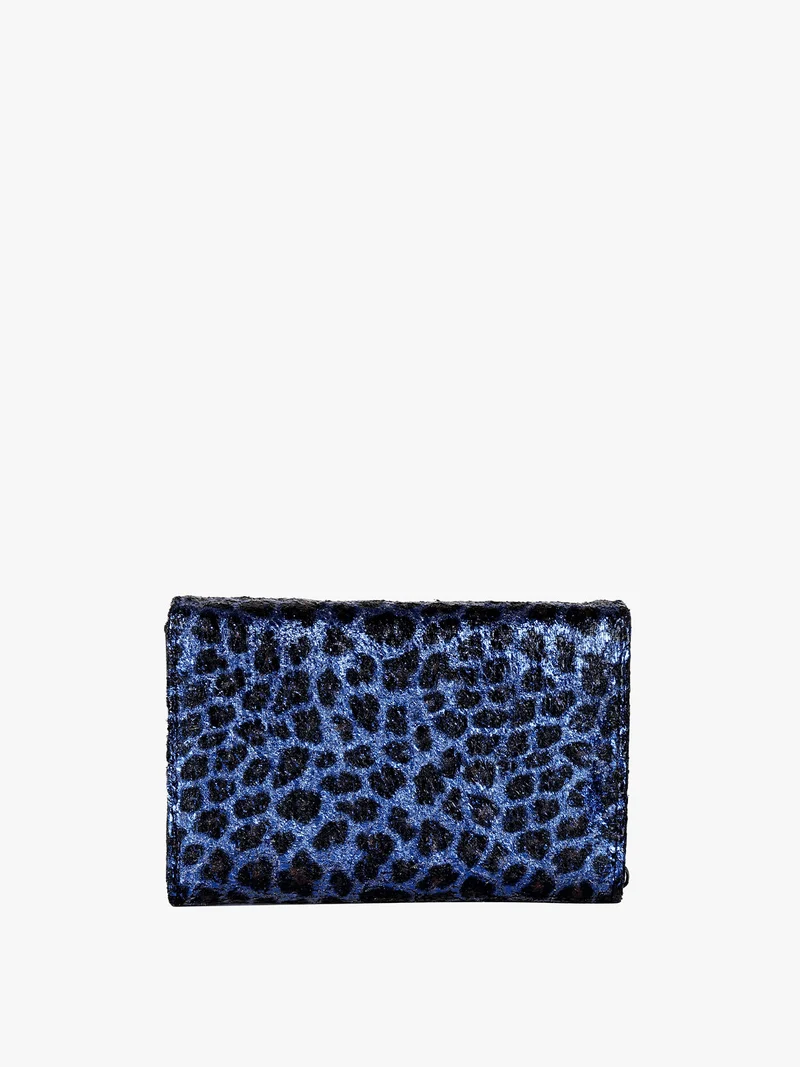 Portafoglio donna crespo animalier - blu