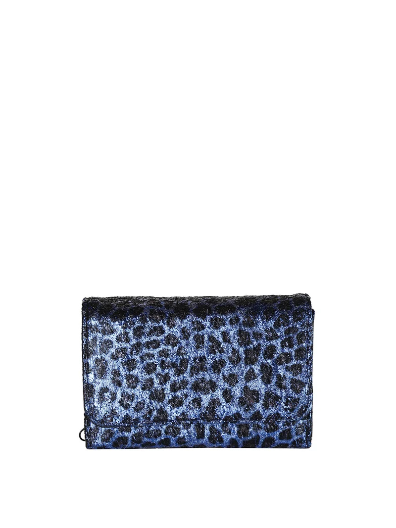 Portafoglio donna crespo animalier - blu