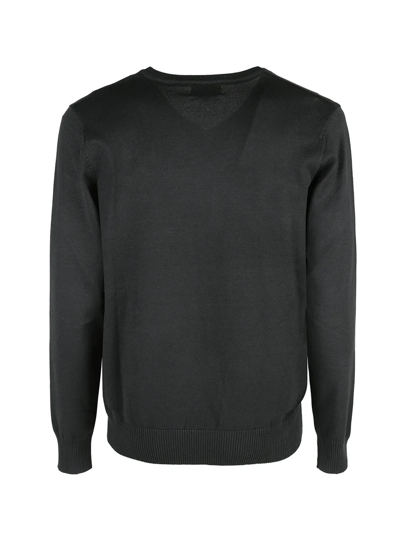 Pullover in maglia da uomo con scollo a V - verde