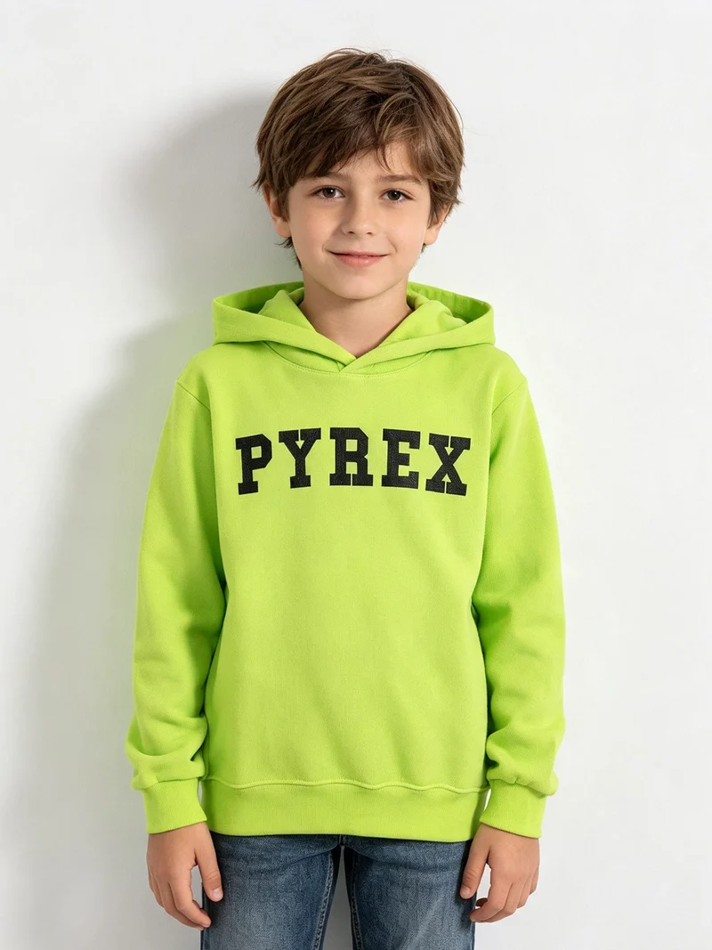 Felpa da ragazzo con cappuccio - verde chiaro