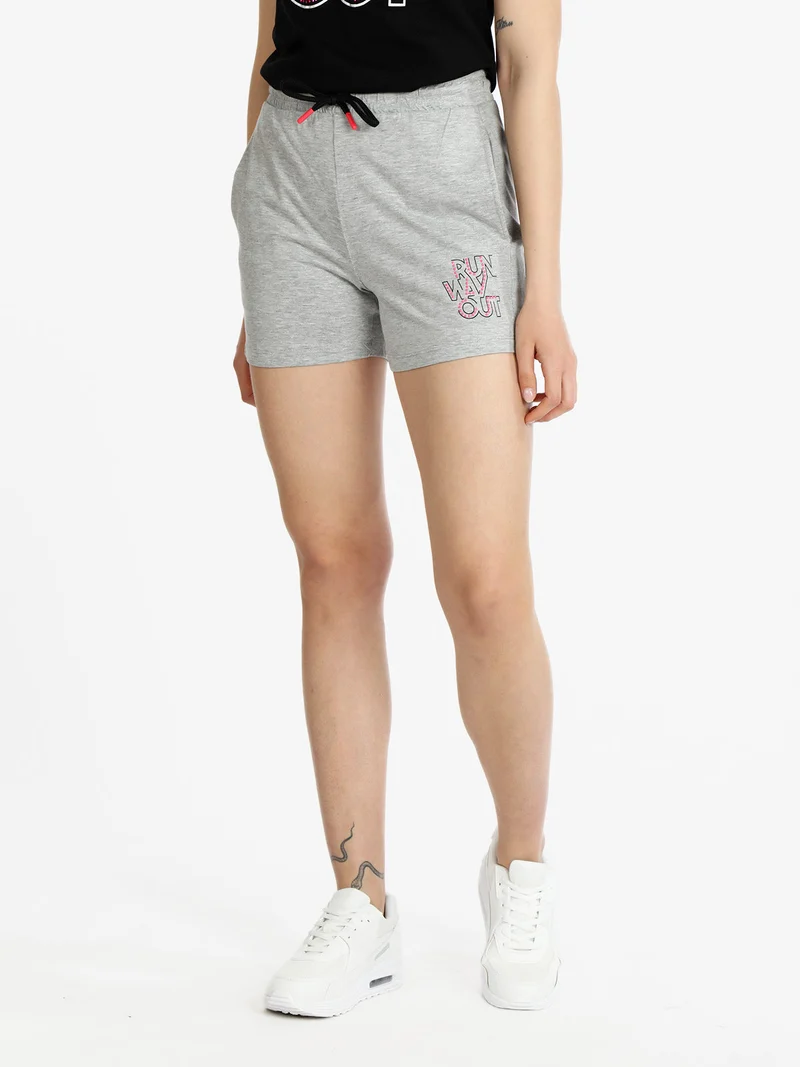 Shorts sportivi in cotone donna con coulisse - grigio