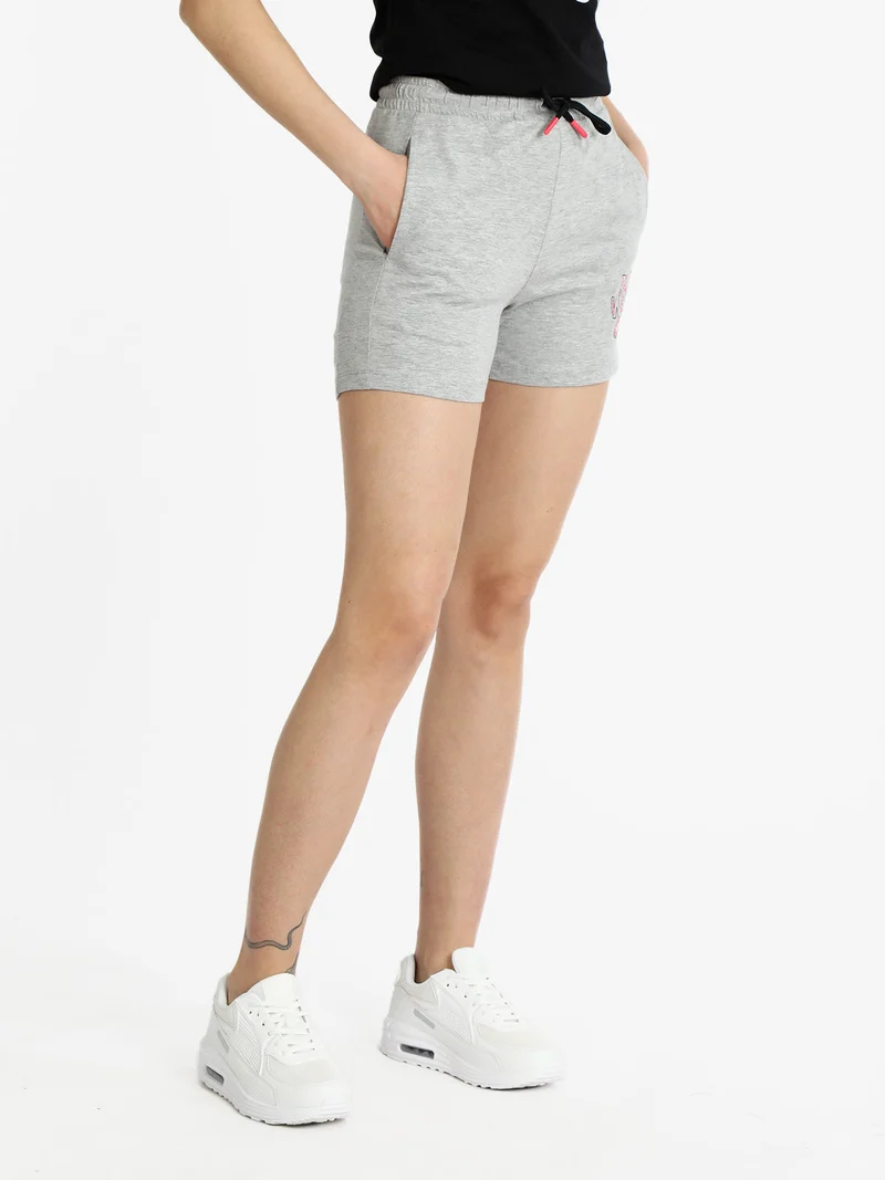 Shorts sportivi in cotone donna con coulisse - grigio