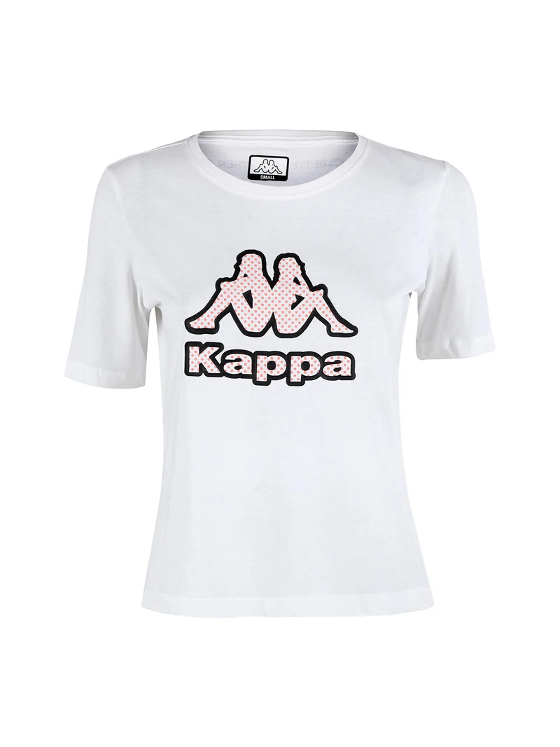 T-shirt donna in cotone con logo a pois - bianco