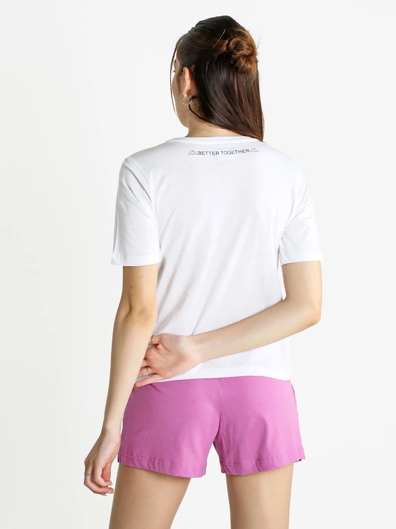 T-shirt donna in cotone con logo a pois - bianco