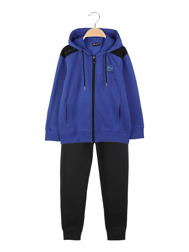Completo tuta sportivo da bambino con cappuccio e zip - blu