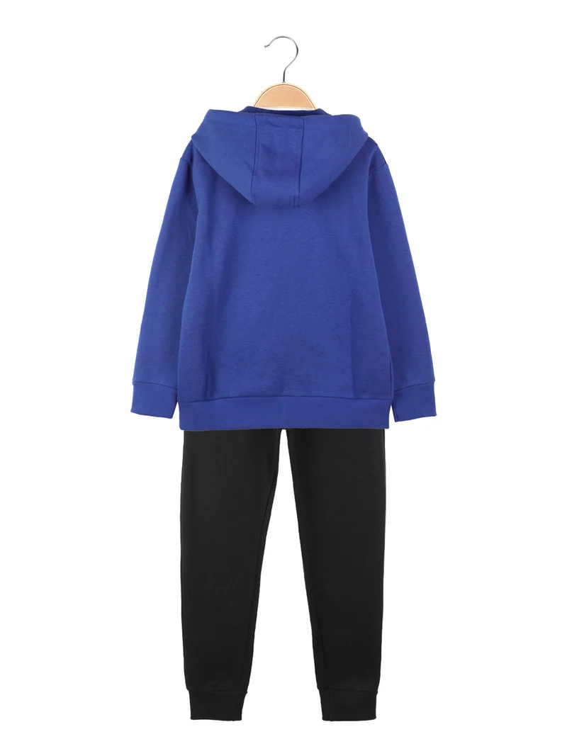 Completo tuta sportivo da bambino con cappuccio e zip - blu
