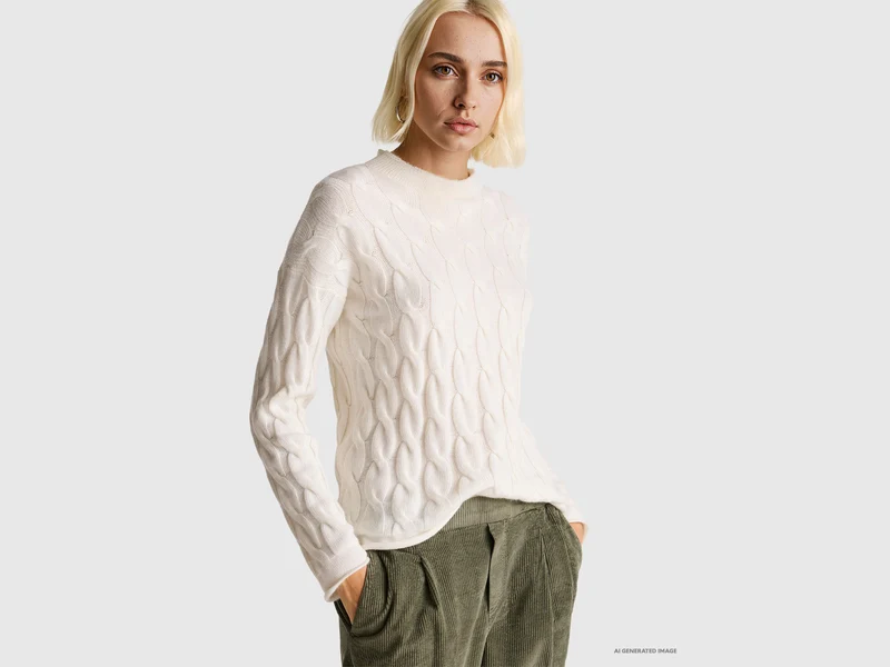 Zopfmusterpullover aus Kaschmirmischung