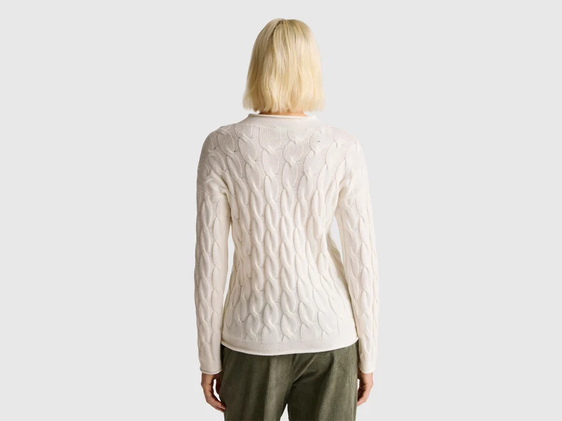 Zopfmusterpullover aus Kaschmirmischung