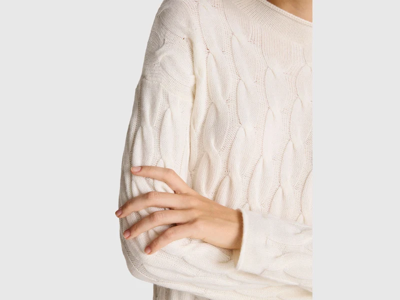Zopfmusterpullover aus Kaschmirmischung