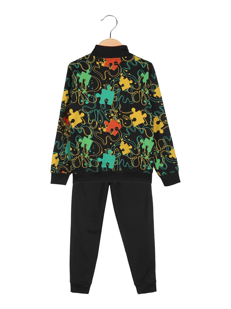 Completo tuta da bambino felpato 2 pezzi con zip - verde
