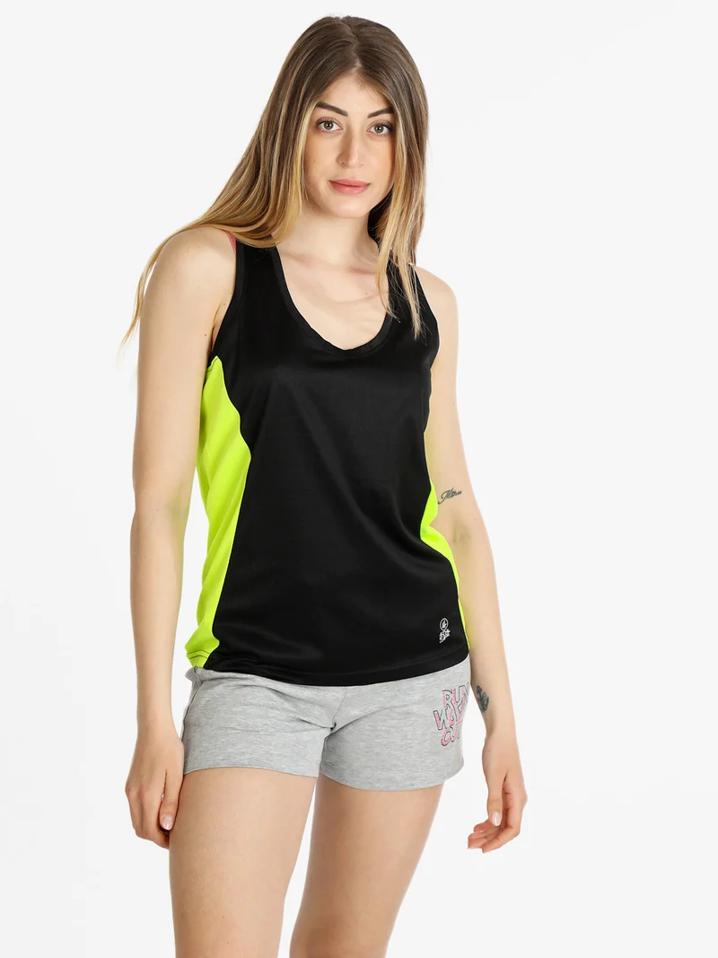 Canotta sportiva donna bicolor - nero