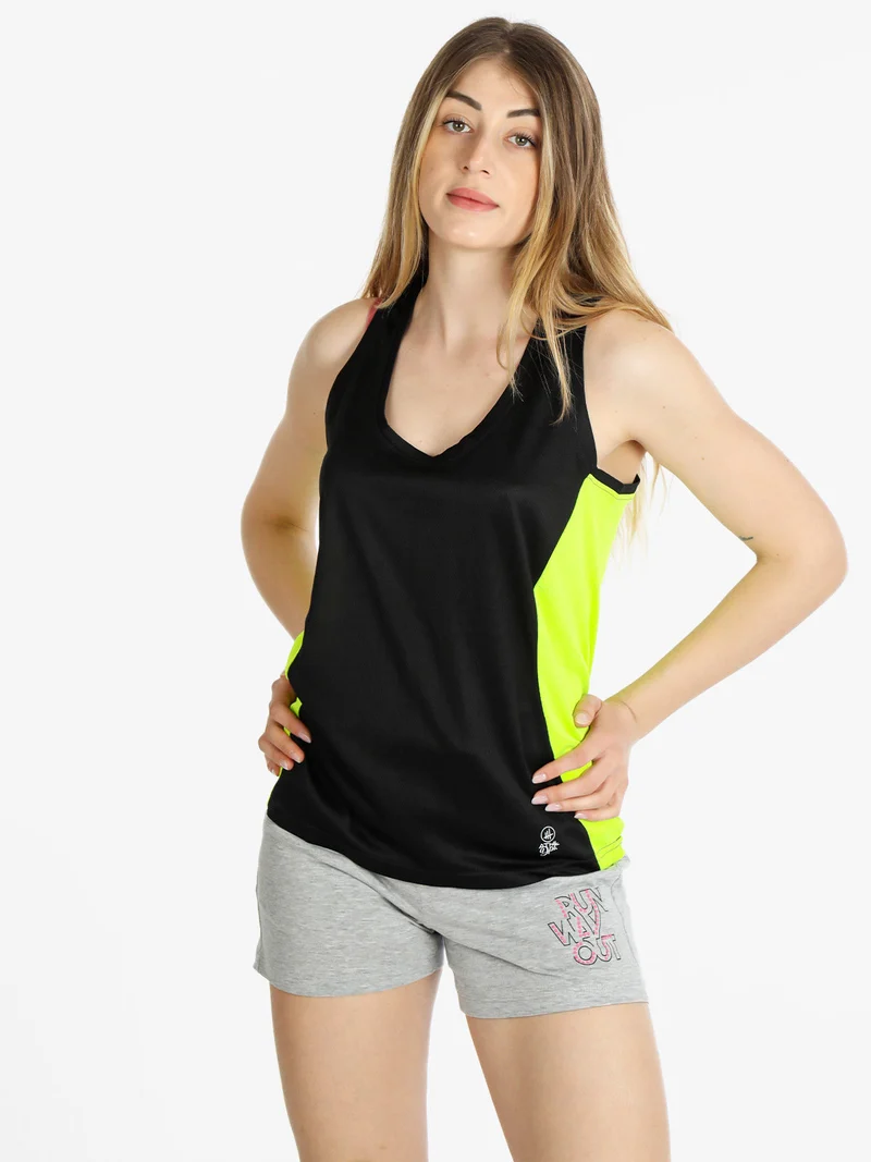 Canotta sportiva donna bicolor - nero
