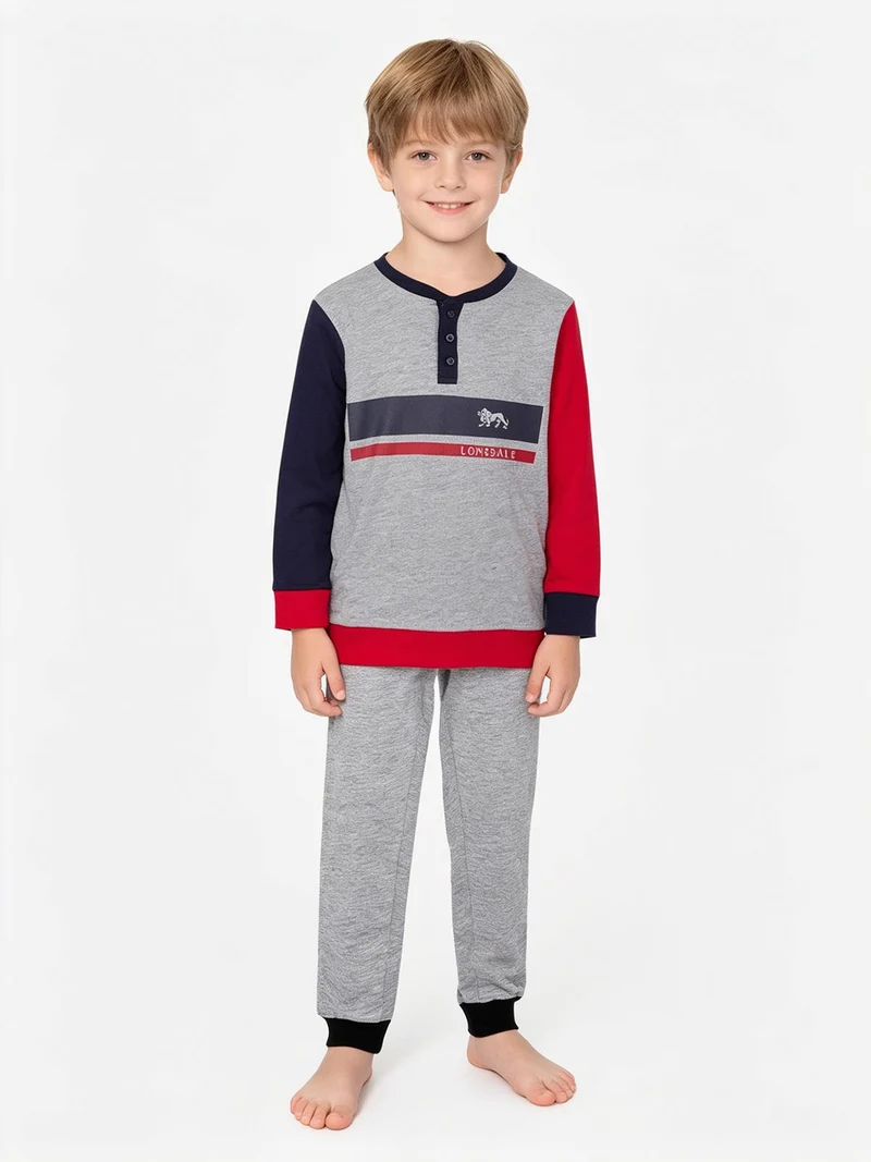 Pigiama lungo da bambino in cotone - grigio