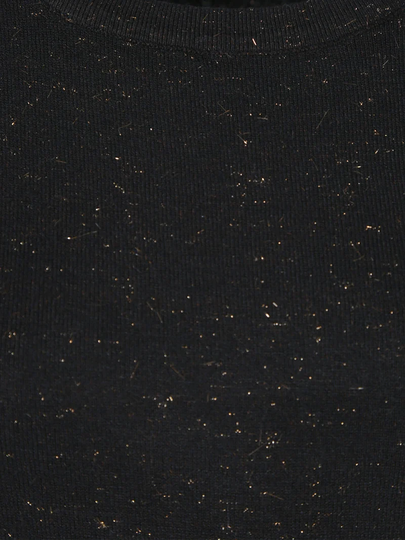 Pullover girocollo da donna con dettagli lurex e finti bottoni dorati - nero