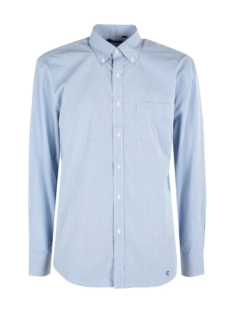 Camicia da uomo a quadretti regular fit in cotone - azzurro