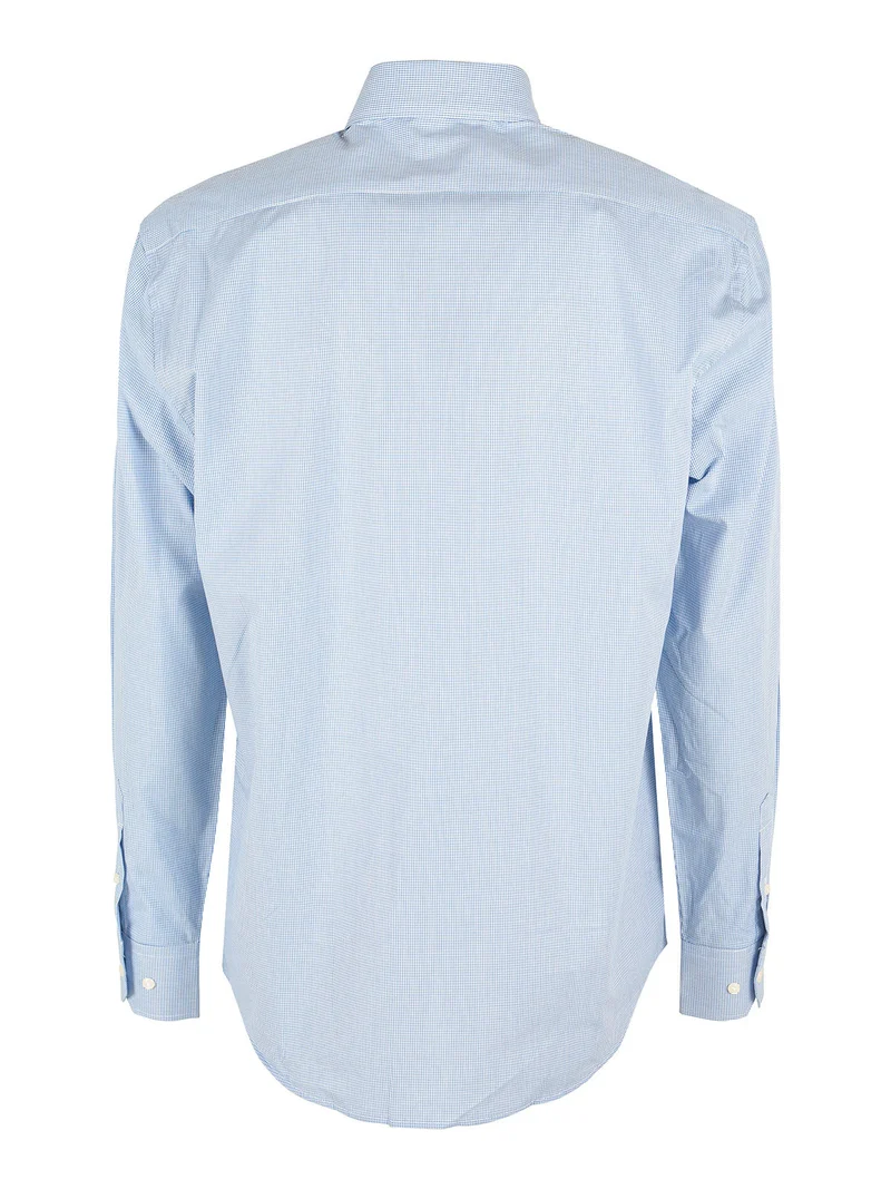 Camicia da uomo a quadretti regular fit in cotone - azzurro