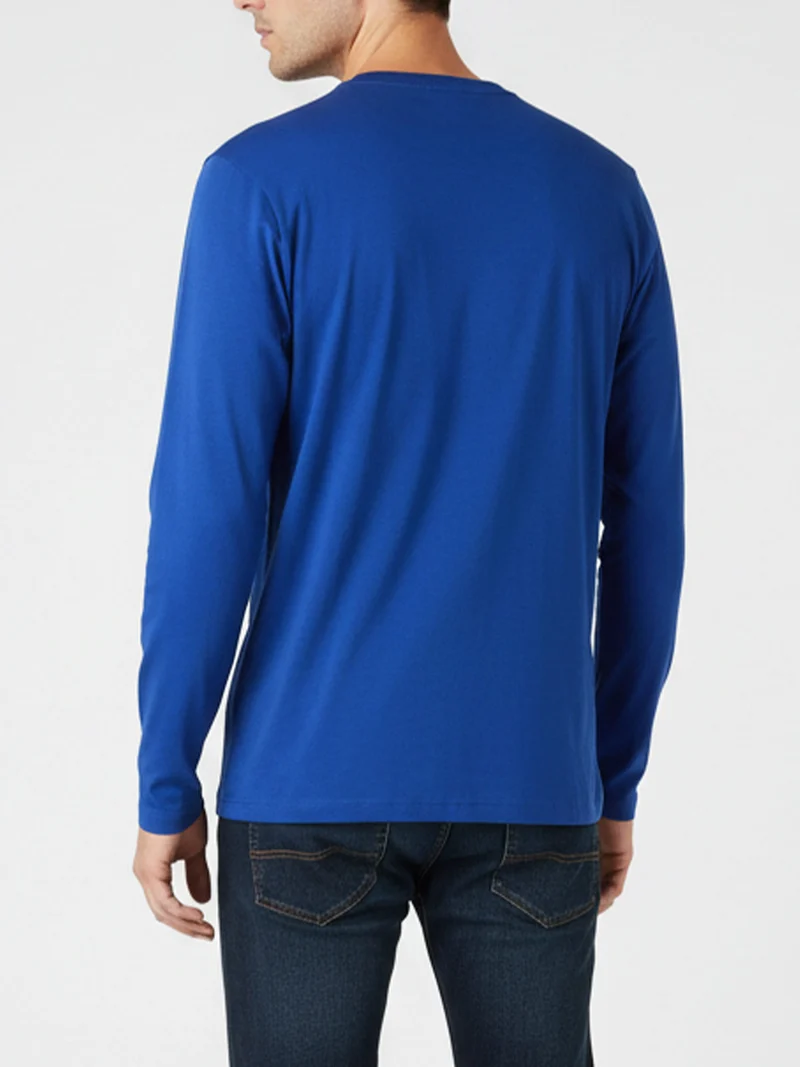 T-shirt da uomo a maniche lunghe con stampa - blu