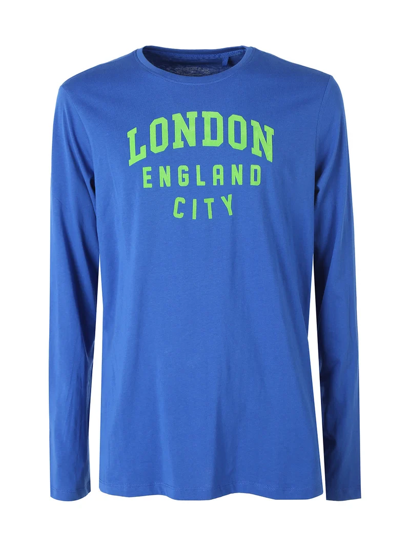 T-shirt da uomo a maniche lunghe con stampa - blu