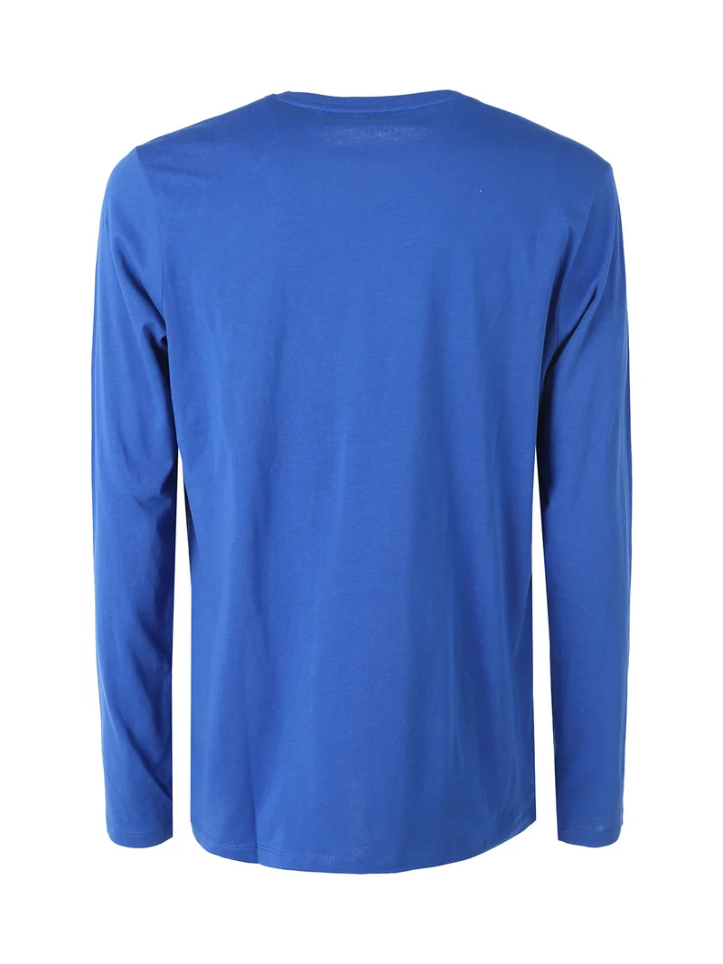 T-shirt da uomo a maniche lunghe con stampa - blu