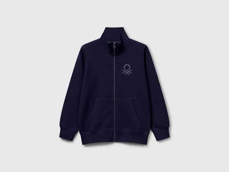 Sweatshirt aus reiner Baumwolle mit Reißverschluss