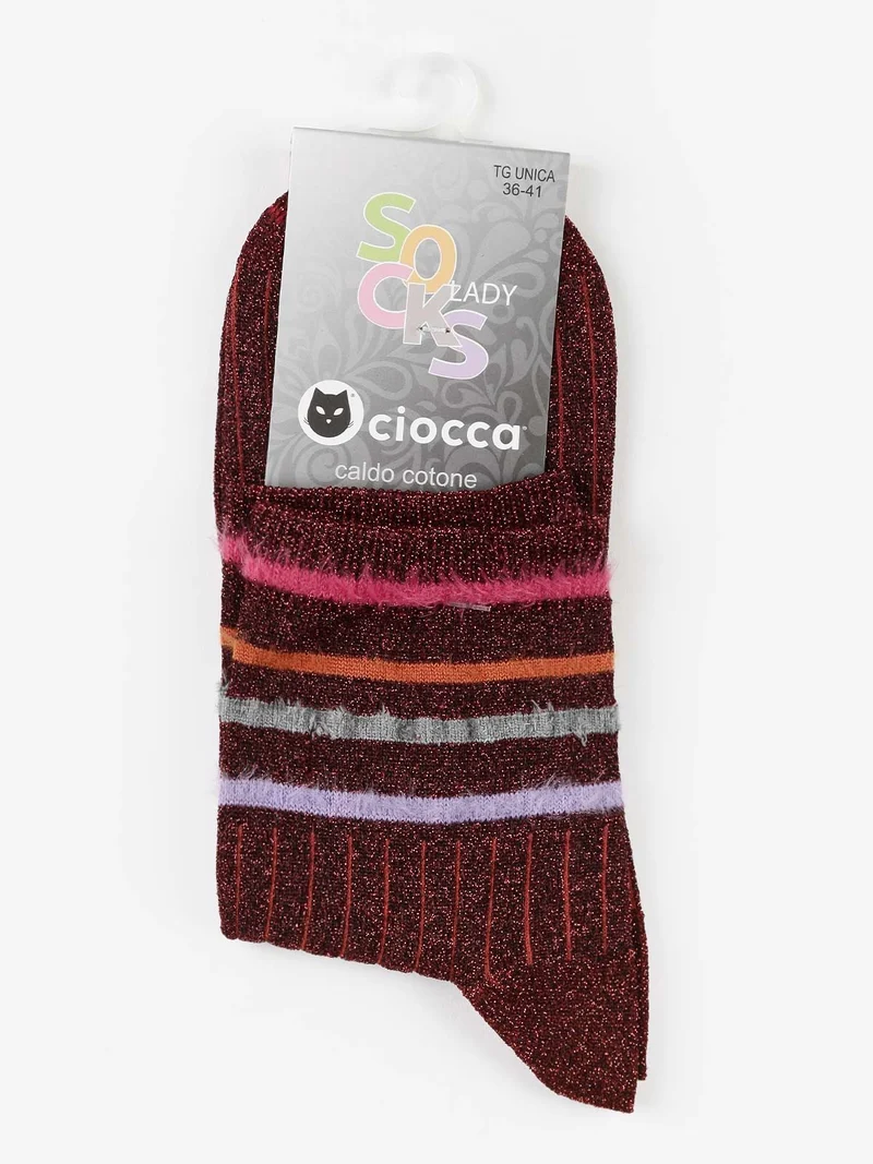 Calze donna lurex in caldo cotone - rosso