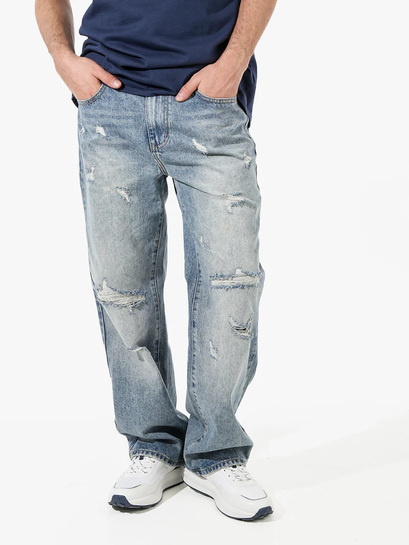 Jeans baggy da uomo con strappi - jeans