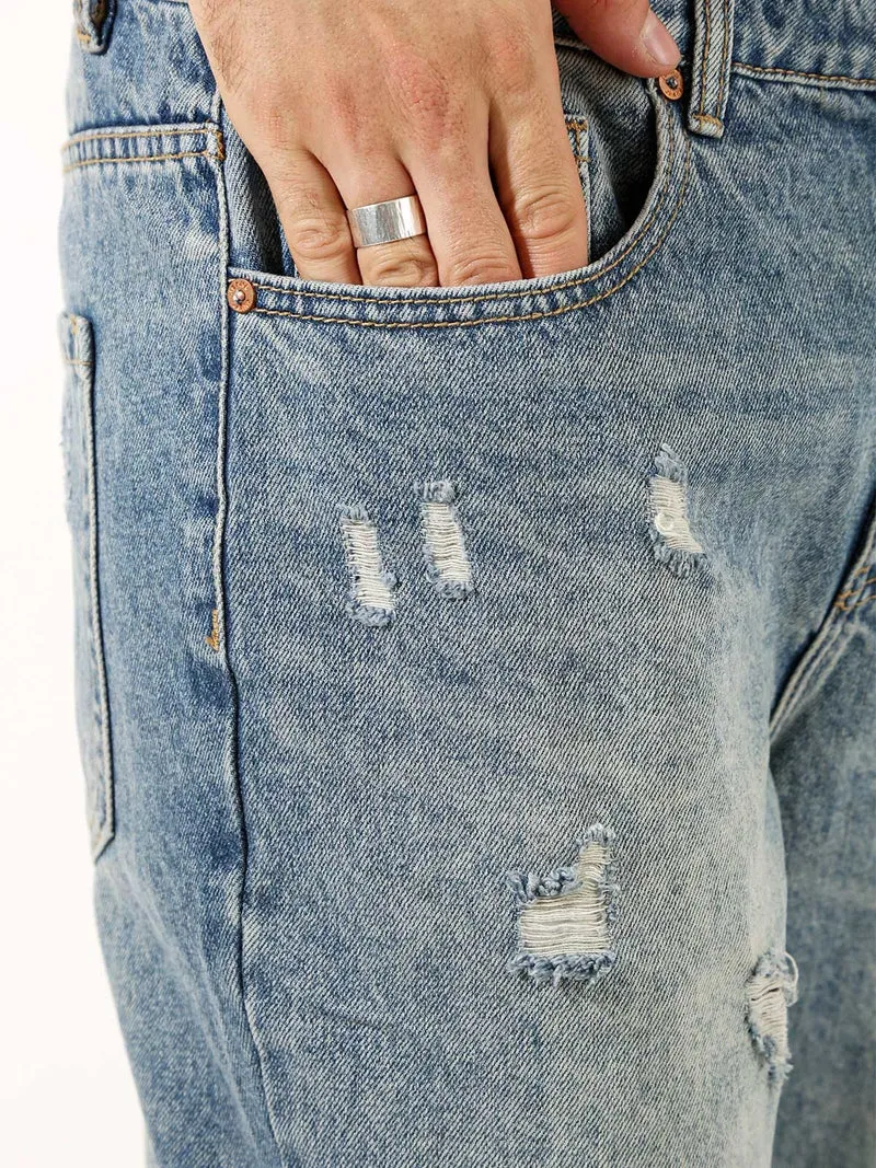 Jeans baggy da uomo con strappi - jeans