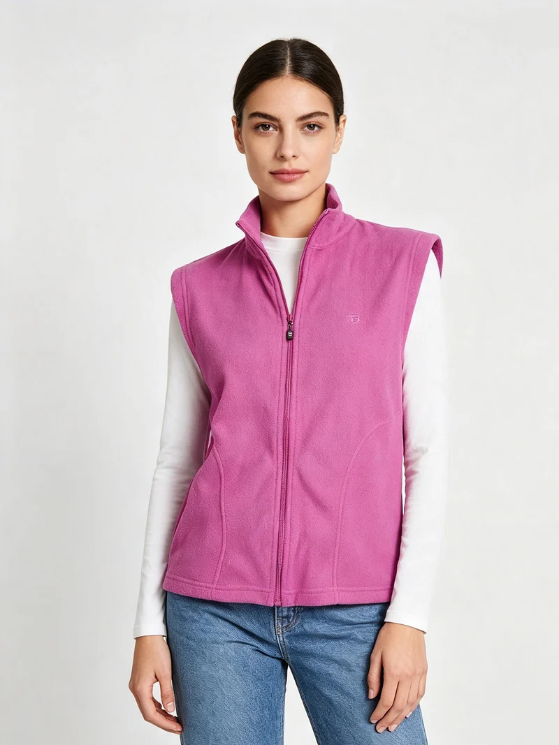 Gilet da donna in pile - fucsia
