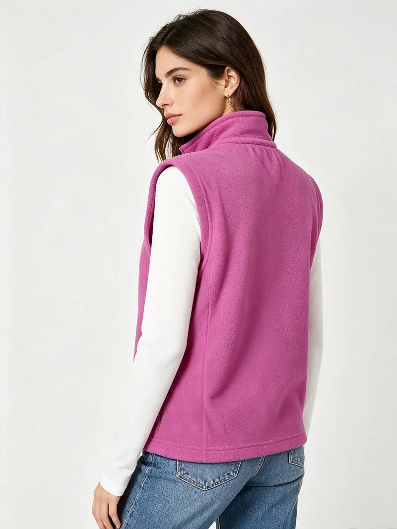 Gilet da donna in pile - fucsia