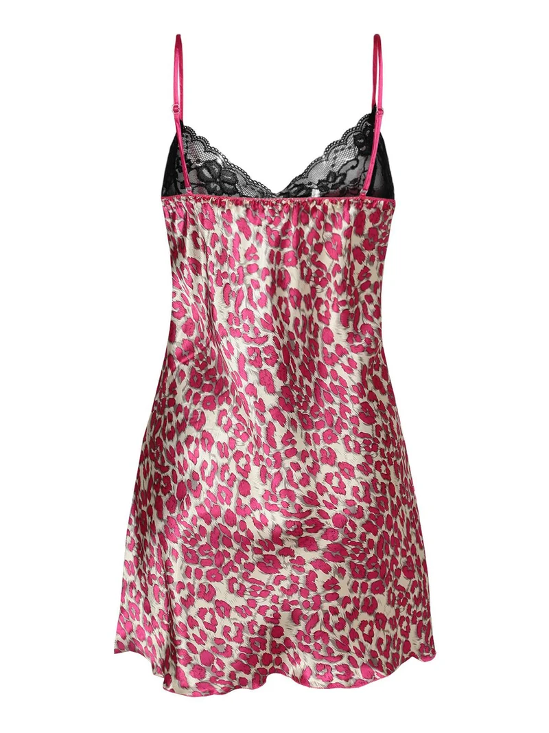 Sottoveste leopardata con pizzo - fucsia